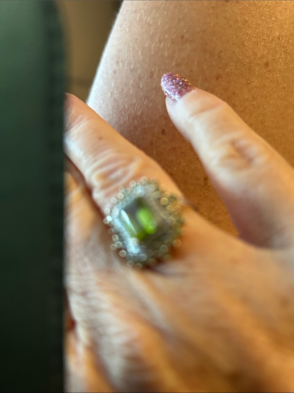 Green Halo Gemstone Statement Ring for Women